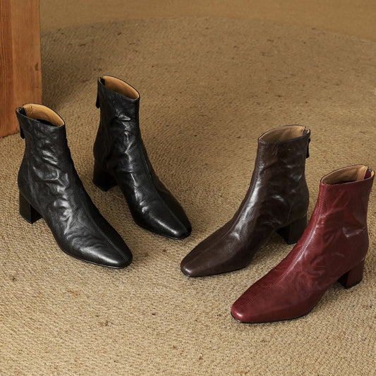 Mirella | Stivaletti in Vera Pelle con Tacco Medio