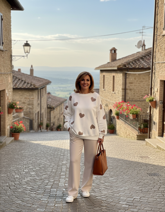 Mila | Maglione in Misto Cotone con Cuori